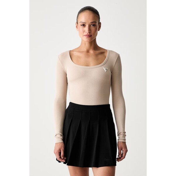 Guess longsleeve damski z bawełną  beżowy V4BP07 K8RT2 V4BP07.K8RT2