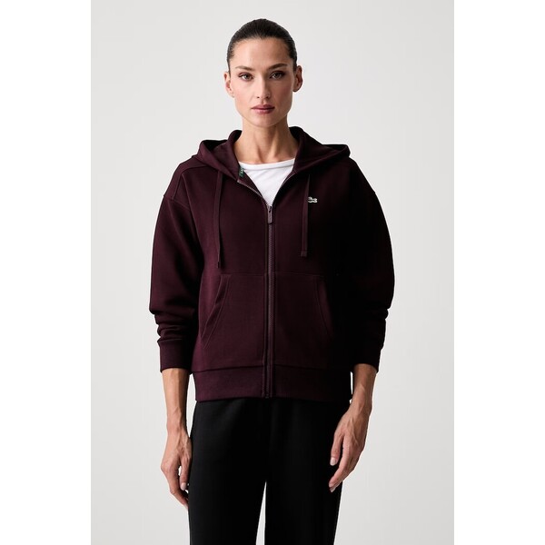 Lacoste bluza rozpinana z kapturem damska z bawełną  czarna SF5272