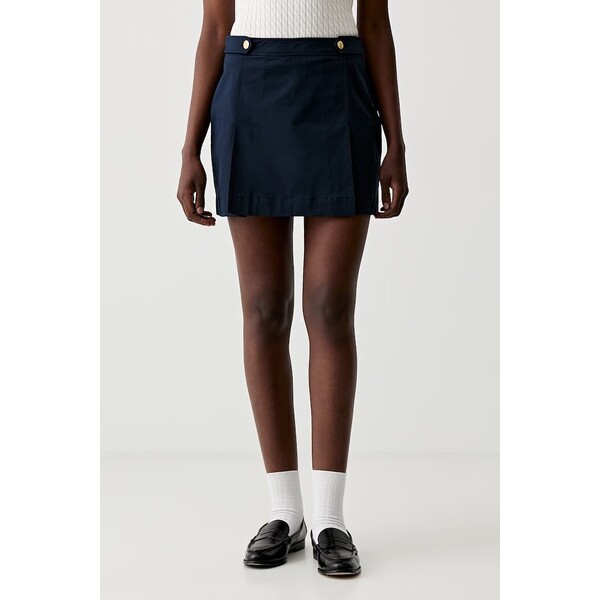 Tommy Hilfiger spódnica z bawełną  granatowa gładka WW0WW49649