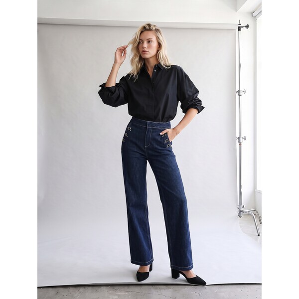 Sinsay Jeansy wide leg z ozdobnymi guzikami 048JS-95J