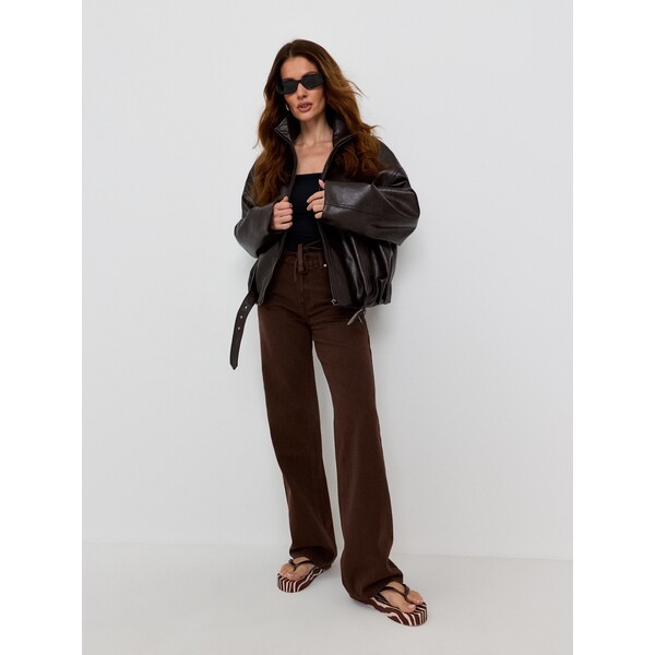 Sinsay Jeansy straight wide leg z wysokim stanem 002JS-88J