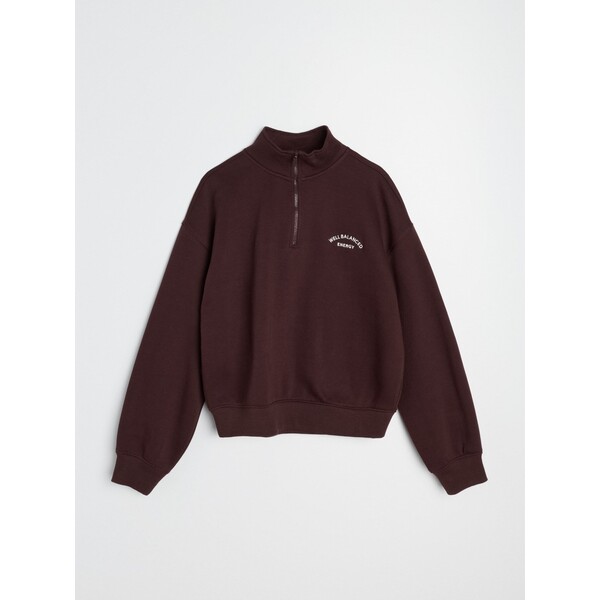 Sinsay Bluza half-zip z haftowanym napisem z bawełną 112JT-92X