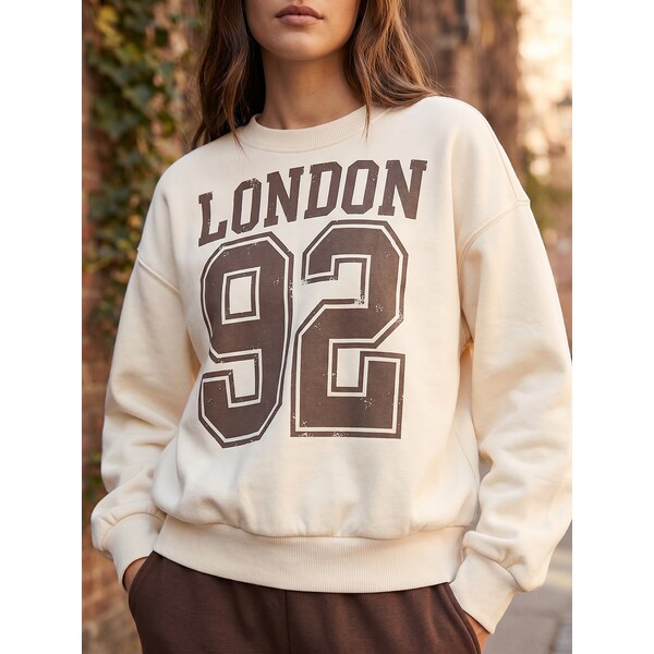 Sinsay Bluza crewneck z napisem 102JW-01X
