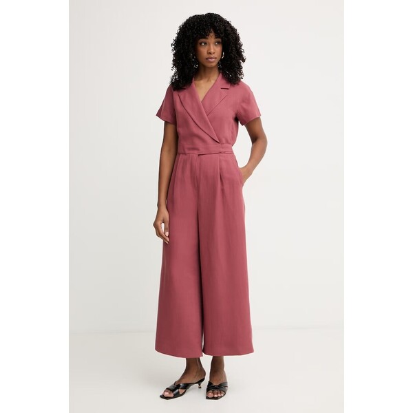 Weekend Max Mara kombinezon kopertowy damski z lnem OBLATO  czerwony 2615241012600