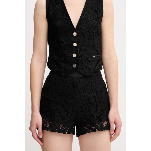 Gaudi szorty  damskie kolor czarny wzorzyste high waist 511FD25002