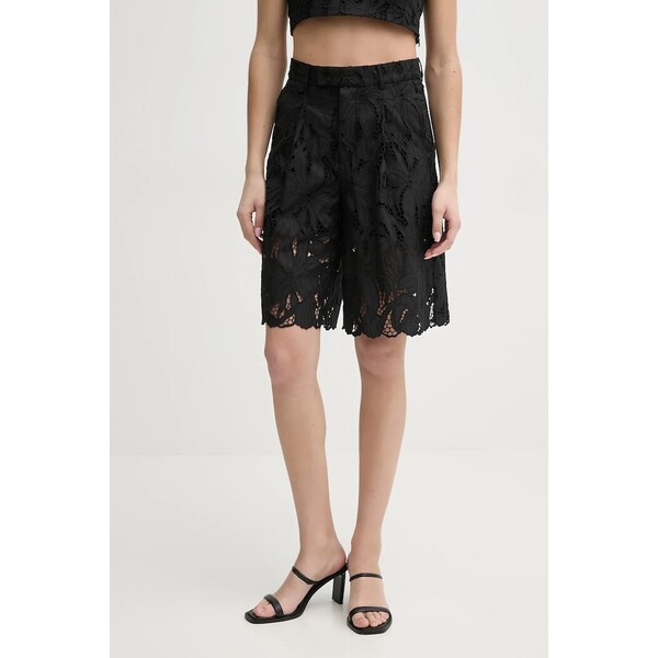 ISABELLE BLANCHE szorty  damska kolor czarny gładkie high waist IS25SS-P101-T020 IS25SS.P101.T020