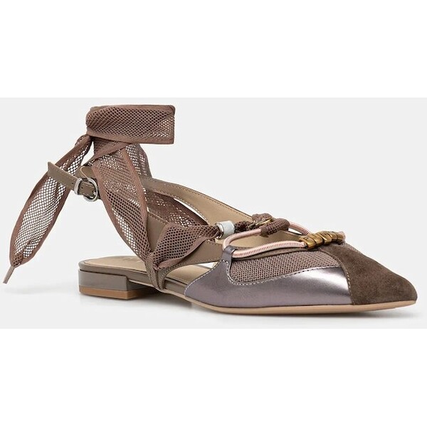 Pinko baleriny Gianira 30  kolor brązowy z odkrytą piętą SD0547P003M28 SD0547.P003.M28