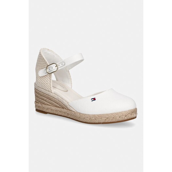 Tommy Hilfiger espadryle damskie MID WEDGE ESPAD CLOSED TOE  białe FW0FW09233