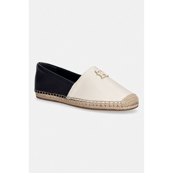 Tommy Hilfiger espadryle damskie TH LOGO LEATHER ESPADRILLE  beżowe FW0FW09246