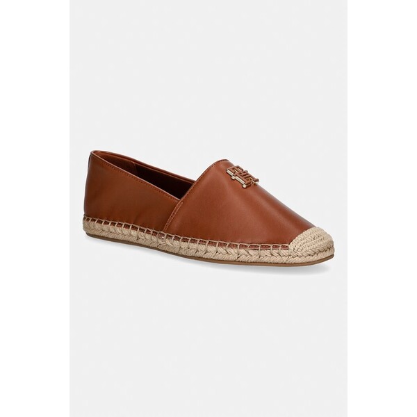 Tommy Hilfiger espadryle damskie TH LOGO LEATHER ESPADRILLE  brązowe FW0FW09246