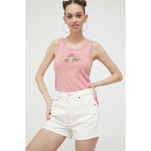 Abercrombie & Fitch szorty jeansowe  damskie kolor beżowy gładkie high waist KI149.3143.178
