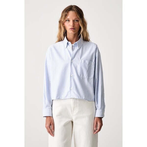 A.P.C. koszula damska bawełniana chemise sophia button down logo  niebieska COHOC.F12632