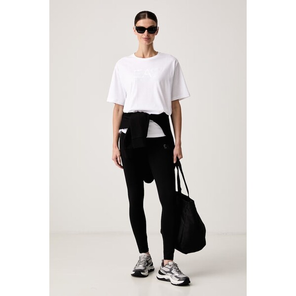 EA7 Emporio Armani legginsy damskie z bawełną  czarne high waist AF12484.7W001374