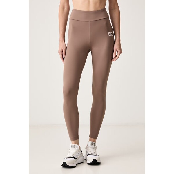 EA7 Emporio Armani legginsy sportowe damskie  brązowe high waist AF12625.7W000232