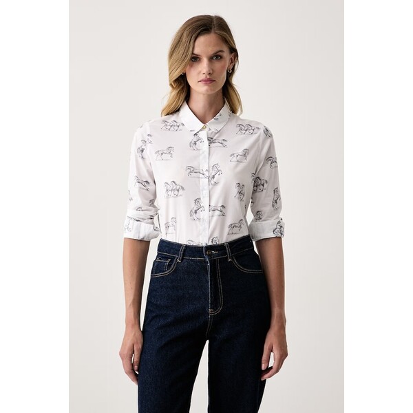 Barbour koszula damska z bawełną Safari  biała LSH1357