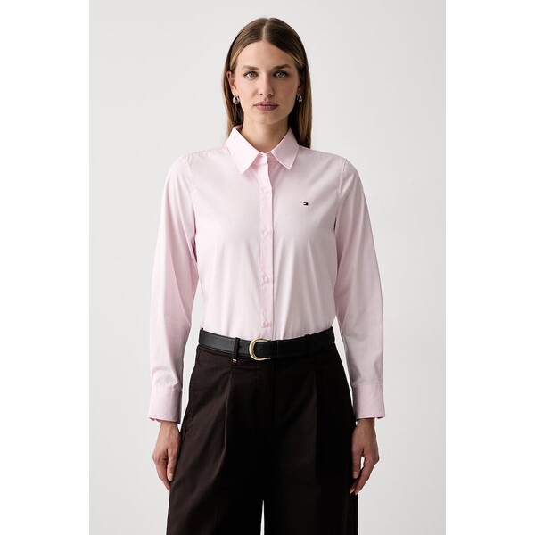 Tommy Hilfiger koszula damska bawełniana  różowa w paski WW0WW51155