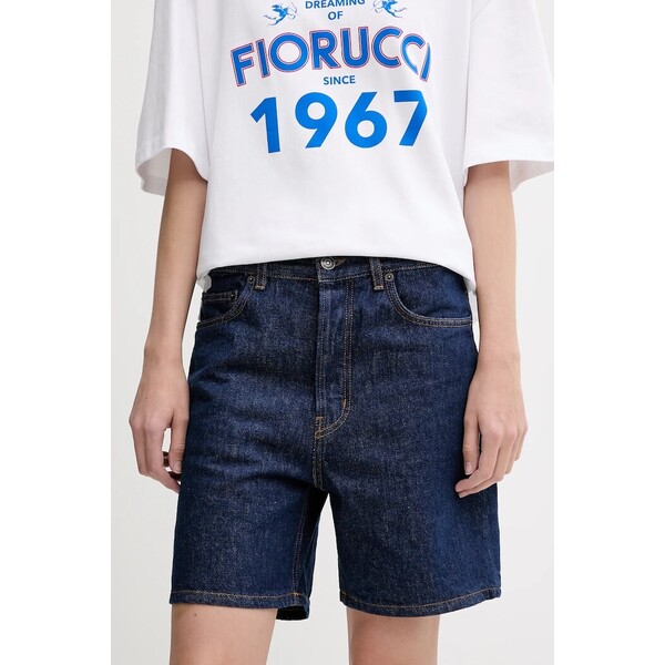 Fiorucci szorty jeansowe Deep Blue Denim Shorts  damskie kolor granatowy gładkie high waist W02SMDSH316DN01DN11