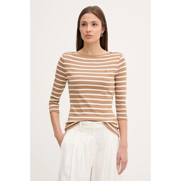 Tommy Hilfiger longsleeve damski bawełniany  beżowy WW0WW40589
