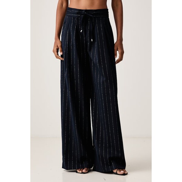 ERMANNO Firenze spodnie palazzo damskie z wiskozą  granatowe high waist D49EP050E5D