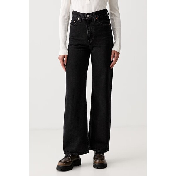 Levi's jeansy wide leg damskie RIBCAGE WIDE LEG  czarne A6081