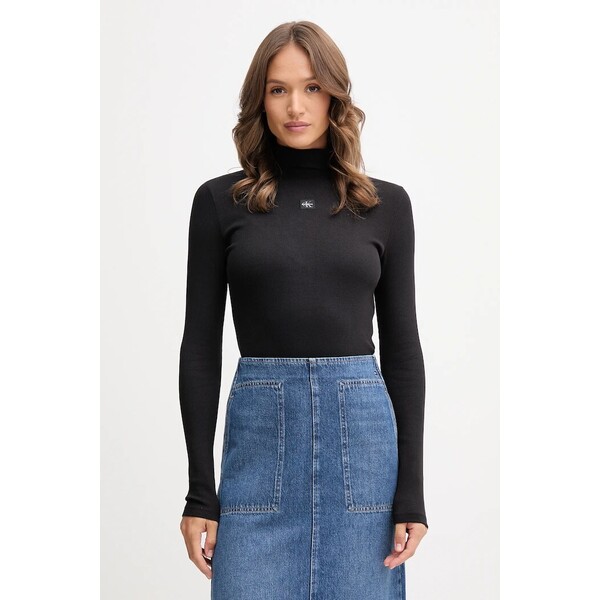 Calvin Klein Jeans longsleeve damski z bawełną  czarny LV047D203G