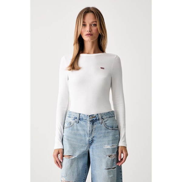 Levi's longsleeve damski bawełniany z elastanem HAYES LS  biały 001J4