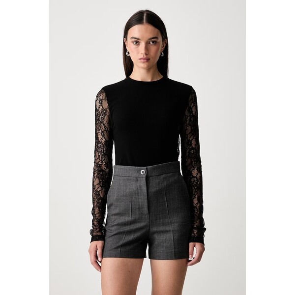Pinko longsleeve damski z dodatkiem wełny  czarny 107524 A3K6 107524.A3K6