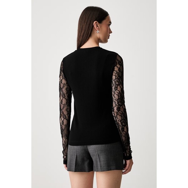 Pinko longsleeve damski z dodatkiem wełny  czarny 107524 A3K6 107524.A3K6