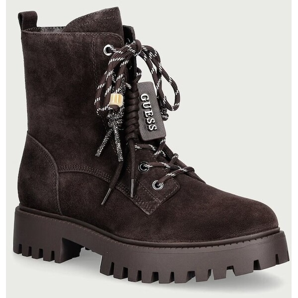 Guess workery na platformie damskie zamszowe FIZZLE  brązowe FLFFIZ SUE10 FLFFIZ.SUE10.BROWN