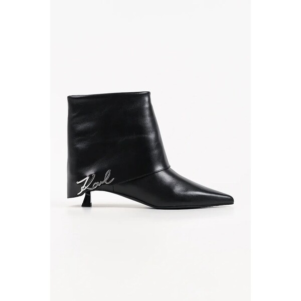 Karl Lagerfeld botki na niskim obcasie damskie skórzane Pasha  czarne KL30141 KL30141.000