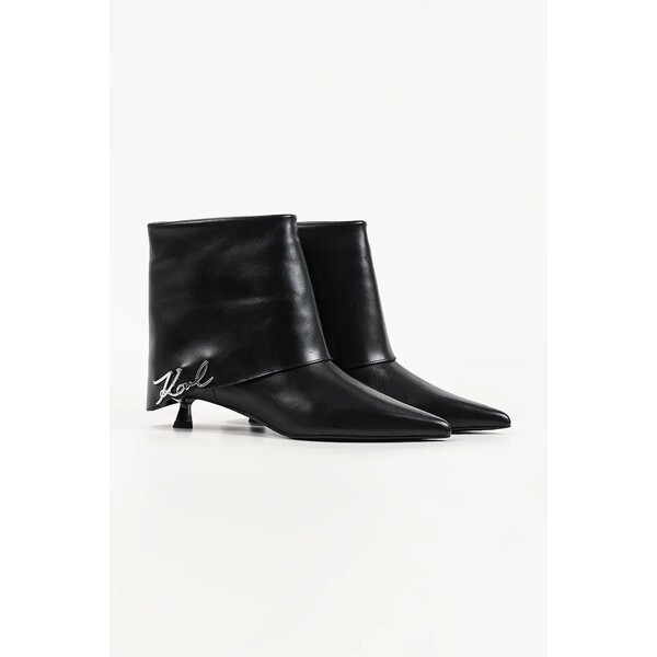 Karl Lagerfeld botki na niskim obcasie damskie skórzane Pasha  czarne KL30141 KL30141.000
