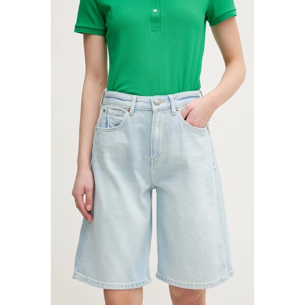Pepe Jeans szorty jeansowe BERMUDA SHORT UHW BREEZE  damskie kolor niebieski gładkie high waist PL801176