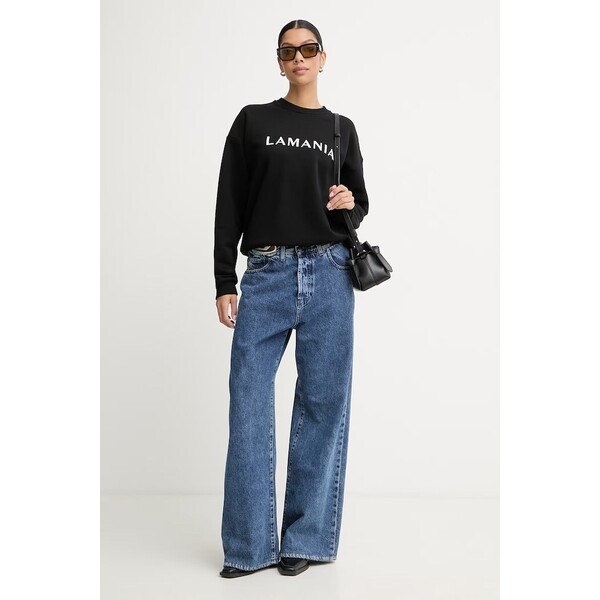 La Mania bluza damska z bawełną  czarna CHILL