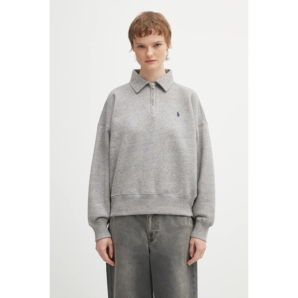 Polo Ralph Lauren bluza ARCTIC FLEECE  damska kolor szary gładka 211B18685004