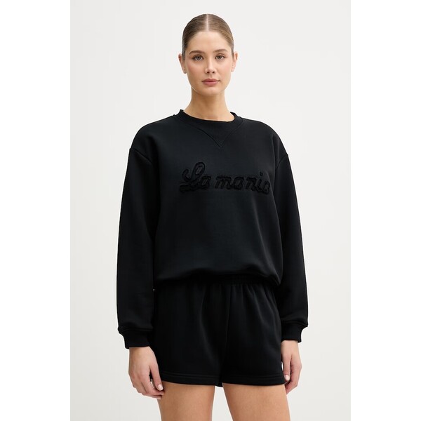 La Mania bluza oversize damska z bawełną  czarna BRODIE