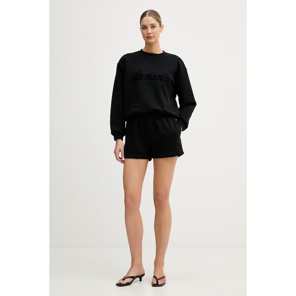 La Mania bluza oversize damska z bawełną  czarna BRODIE
