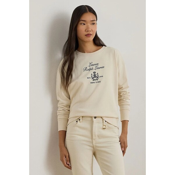 Lauren Ralph Lauren bluza  damska kolor beżowy z aplikacją 200P03726