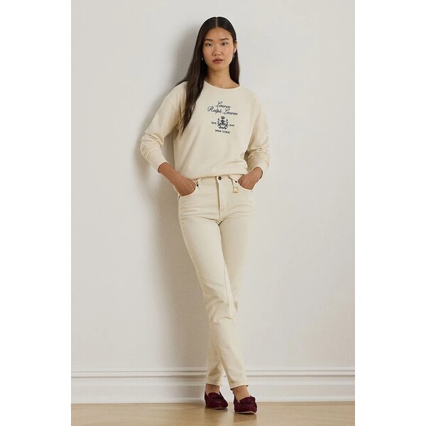 Lauren Ralph Lauren bluza  damska kolor beżowy z aplikacją 200P03726