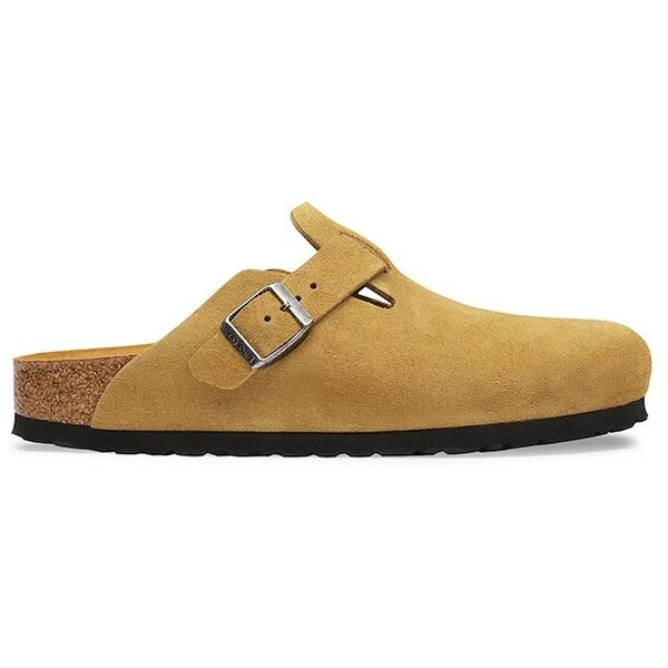 Birkenstock klapki z zakrytymi palcami zamszowe Boston Soft Footbed Suede Leather  brązowe 1033122
