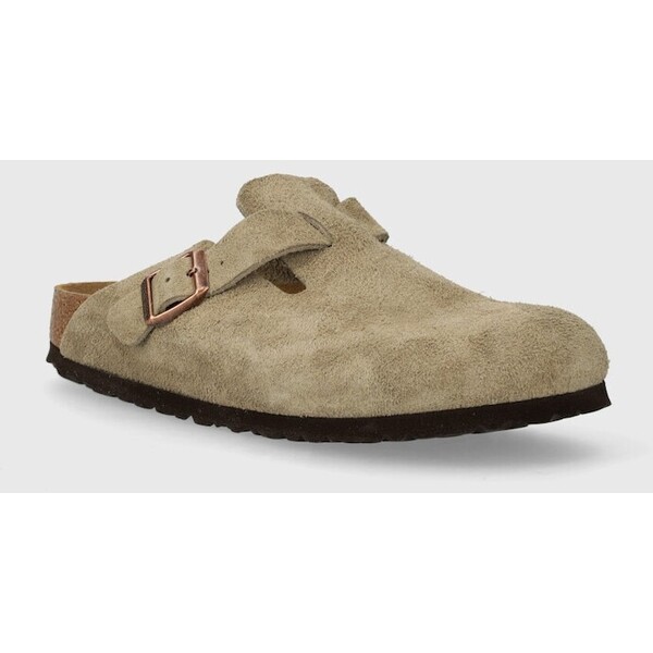 Birkenstock klapki zamszowe Boston  kolor beżowy 60463