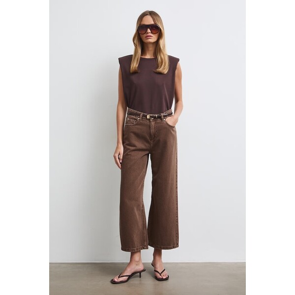 Medicine jeansy wide leg damskie  brązowe RW26-SJD402