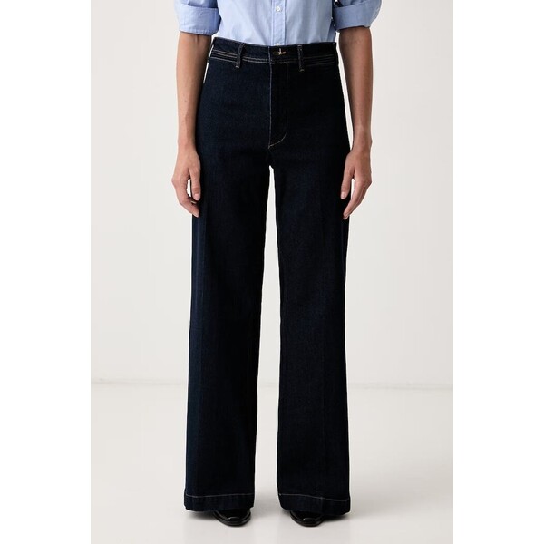 Polo Ralph Lauren jeansy wide leg damskie  granatowe 211B17119