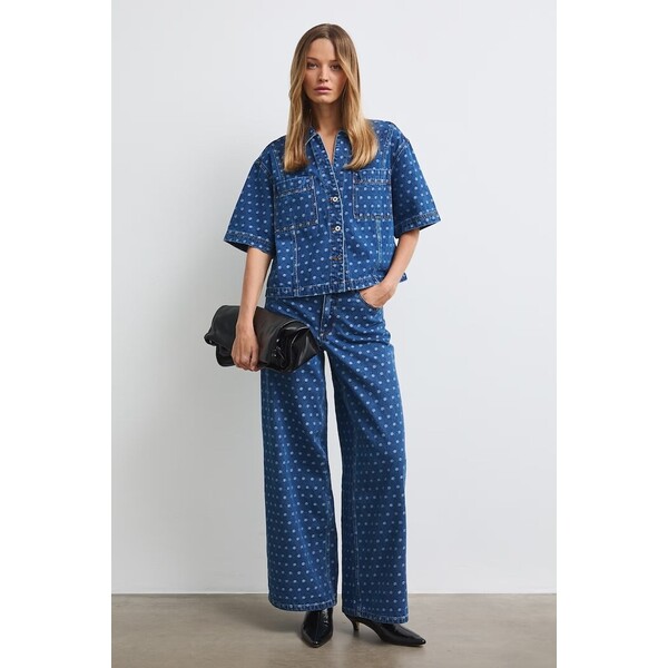 Medicine jeansy wide leg damskie  niebieskie RW26-SJD400