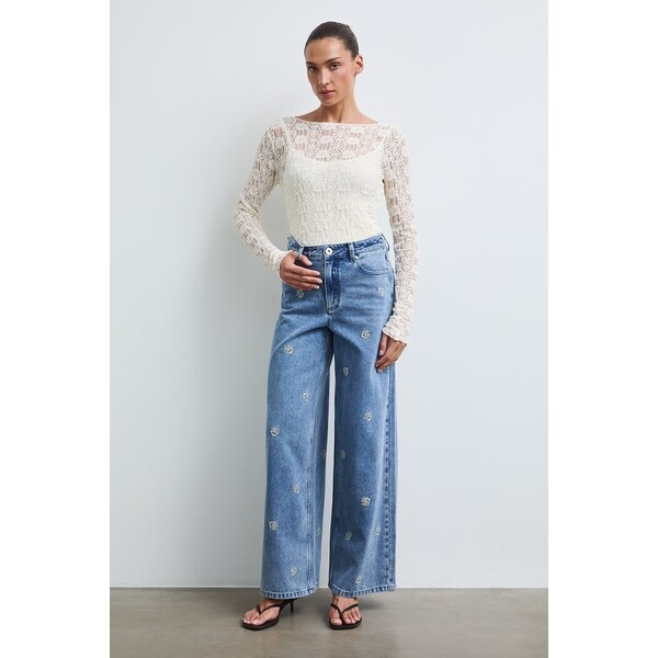 Medicine jeansy wide leg damskie  niebieskie RW26-SJD313