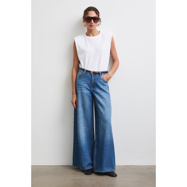 Medicine jeansy wide leg damskie  niebieskie RW26-SJD302