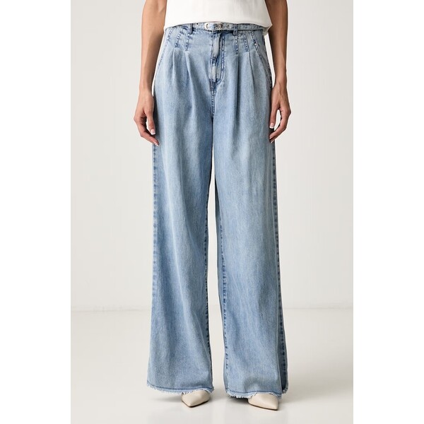 Morgan jeansy wide leg damskie  niebieskie PELIAM