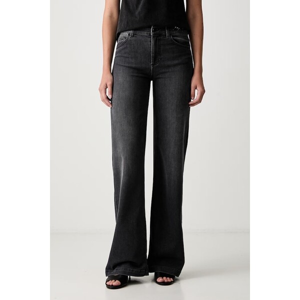 Liu Jo jeansy wide leg damskie  szare UF6096 D0375 UF6096.D0375