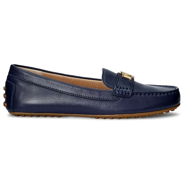 Lauren Ralph Lauren mokasyny skórzane Barnsbury  damskie kolor granatowy na płaskim obcasie 802852847007 802852847007.410