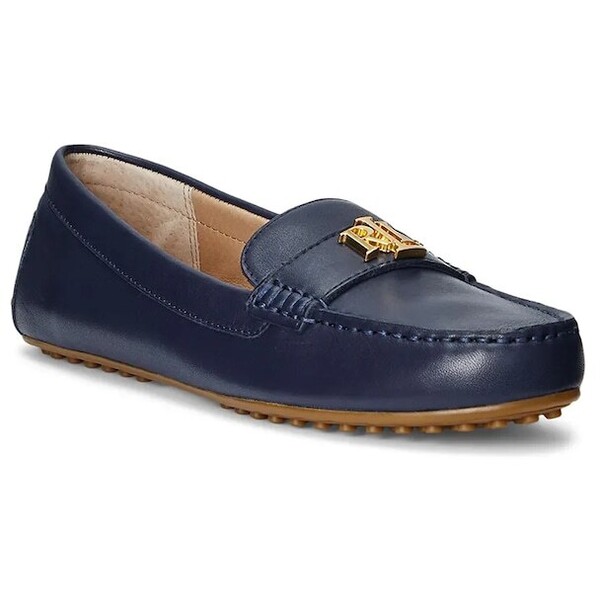 Lauren Ralph Lauren mokasyny skórzane Barnsbury  damskie kolor granatowy na płaskim obcasie 802852847007 802852847007.410