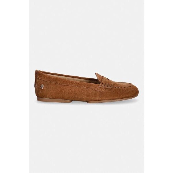 Tommy Hilfiger mokasyny damskie zamszowe TH FLEX SUEDE LOAFER BALLERINA  brązowe FW0FW09507